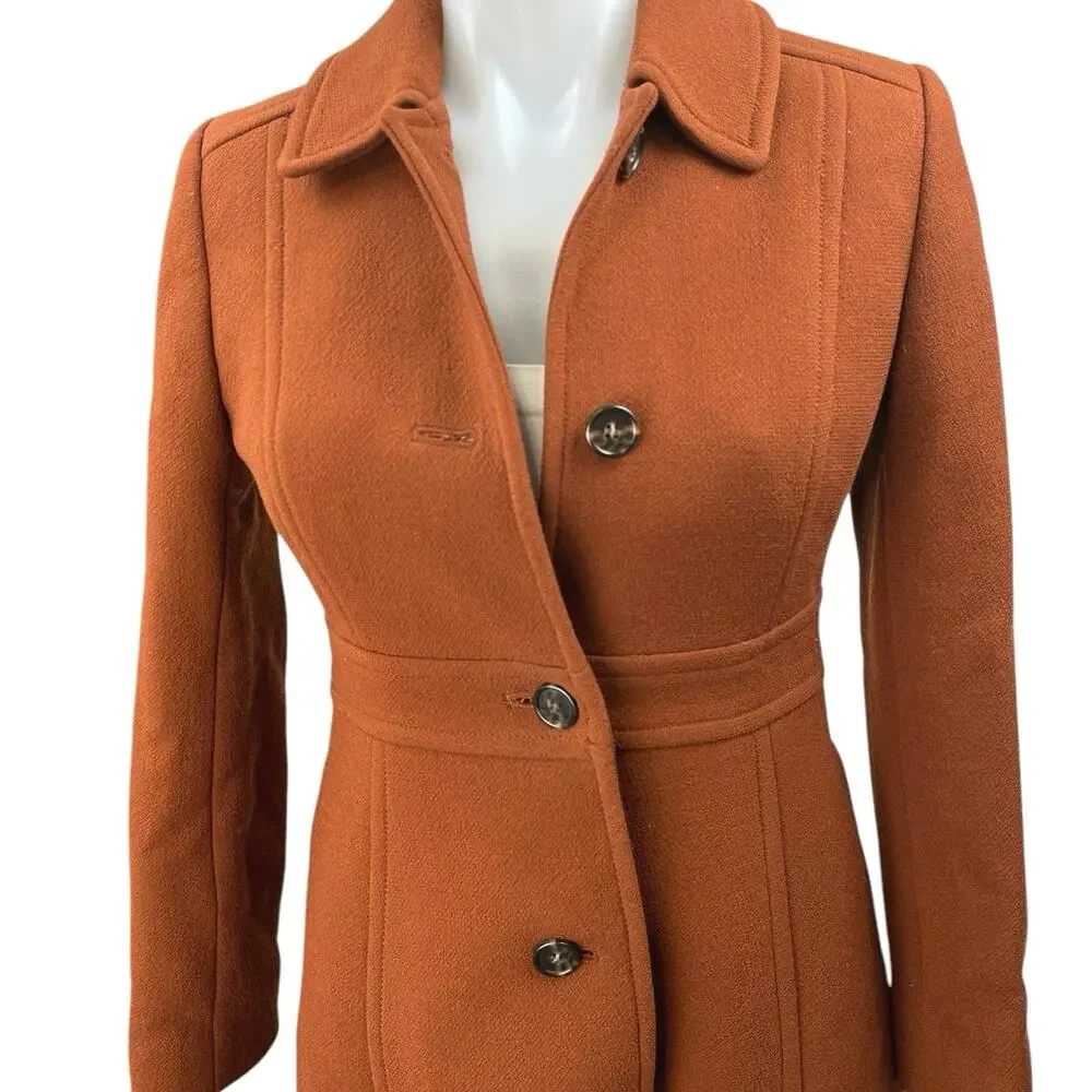 J.Crew Italian Double Cloth Brown Wool Button Down Jacket Pea Coat Over Coat 0 - Picture 3 of 5